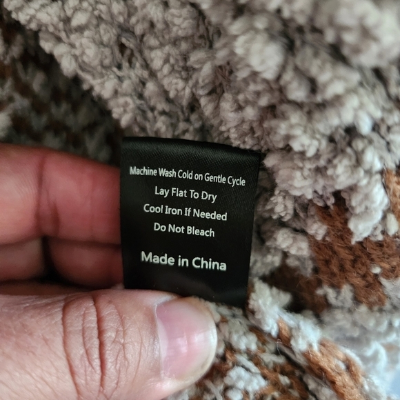 POL GRAY & BROWN WATERFALL AZTEC OPEN DRAPE COZY CARDIGAN SWEATER SIZE S - Picture 9 of 9